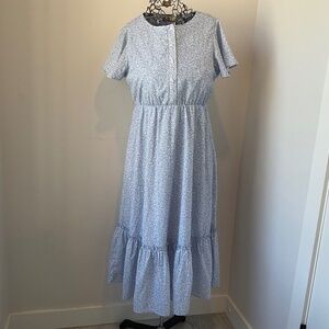 Blue and white floral midi Nursing Dress